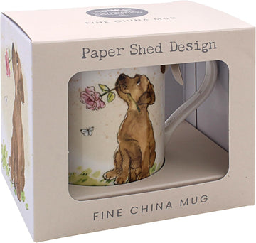 Dog With Rose Fine China Ceramic Mug