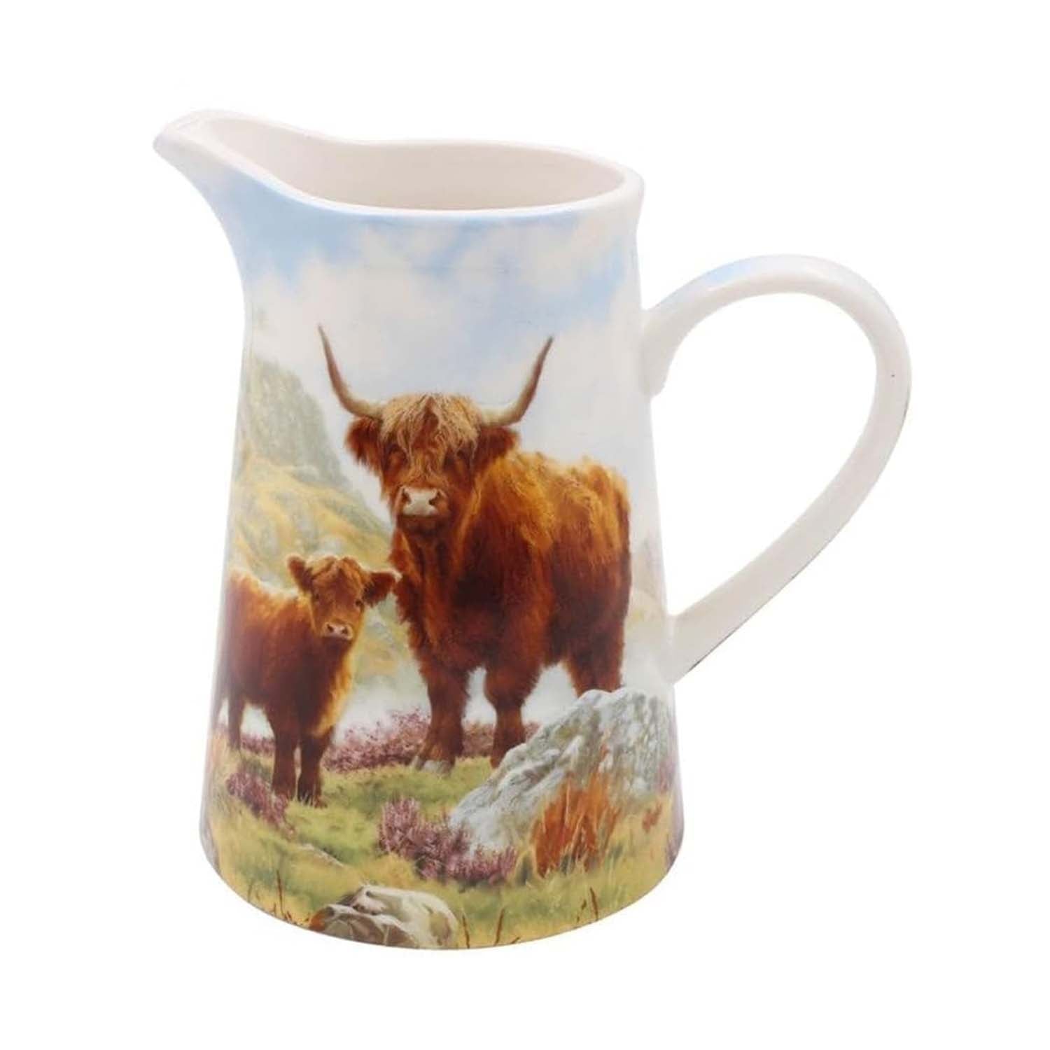600ml Farmhouse Highland Cow Ceramic Serving Jug