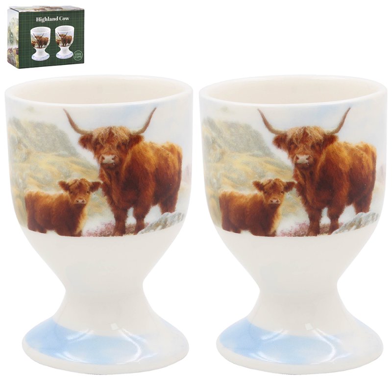 Highland Cow Ceramic Egg Cups