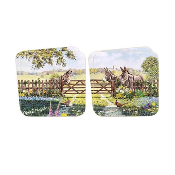 Set of 4 Donkey Farm McNeil Studios Square Coasters