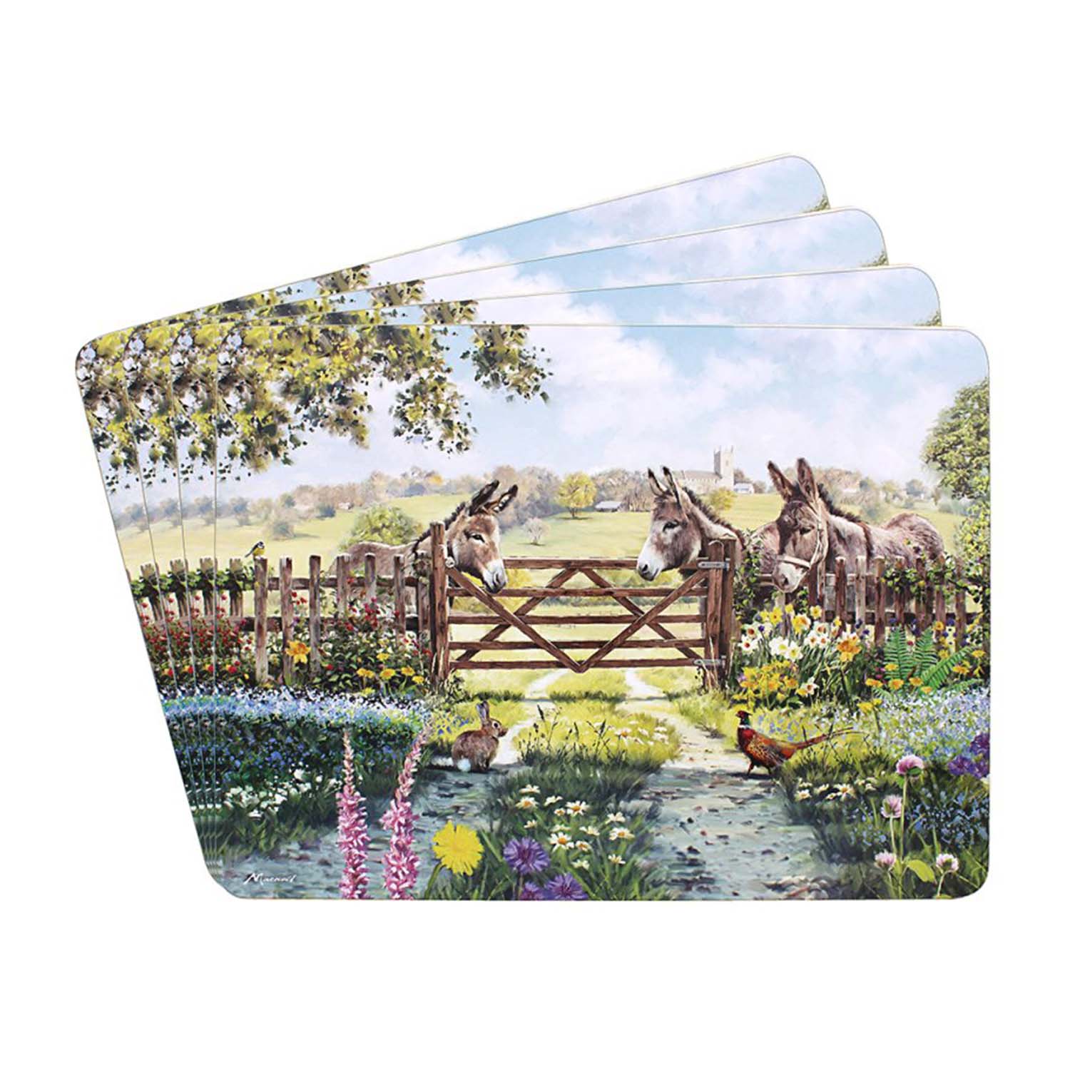 Set of 4 Donkey Farm McNeil Studios Non Slip Placemats