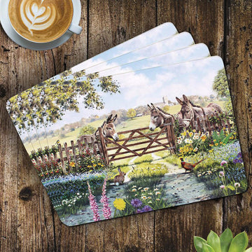 Set of 4 Donkey Farm McNeil Studios Non Slip Placemats