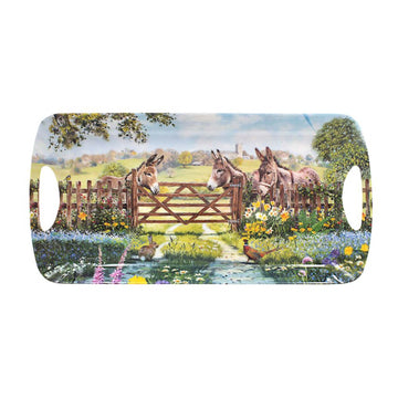 Donkey Farm Medium Plastic Serving Tray w/ Handles