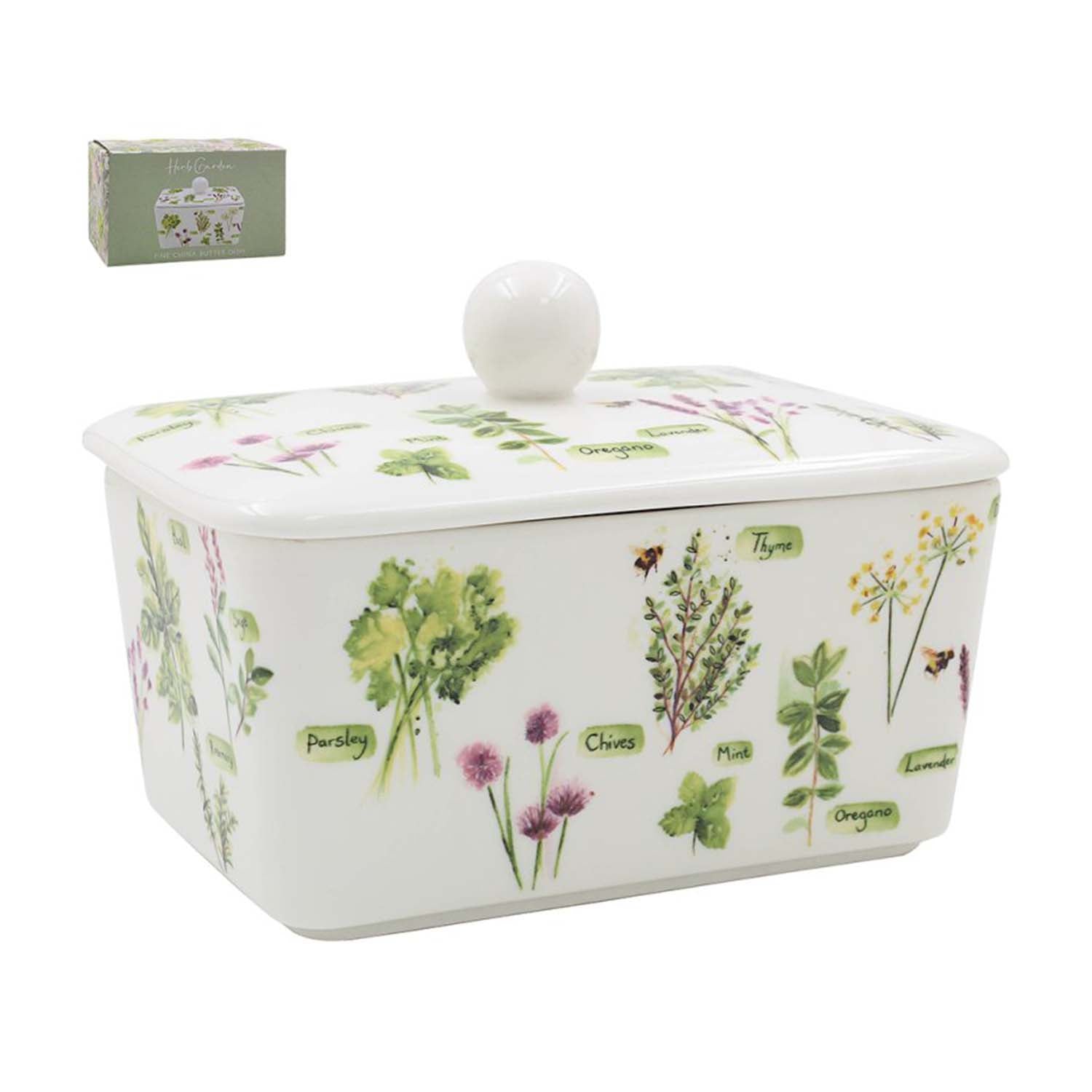 Herb Garden Jennifer Rose Gallery Fine China Butter Dish