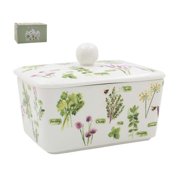 Herb Garden Jennifer Rose Gallery Fine China Butter Dish