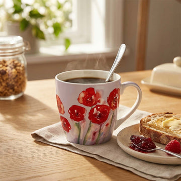 450ml Jennifer Rose Poppy Fine China Breakfast Mug