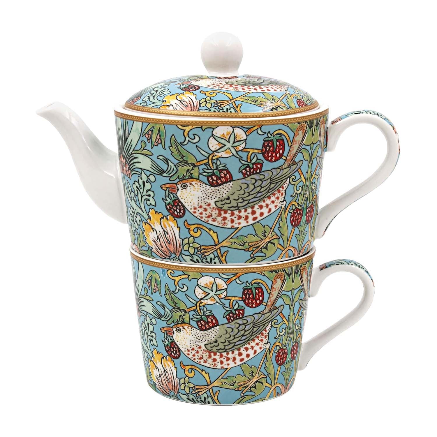William Morris Strawberry Thief Ceramic Tea For One Set