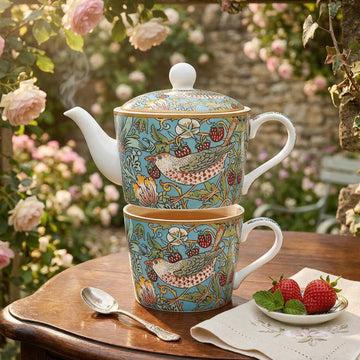W.Morris Strawberry Thief Ceramic Tea For One Set