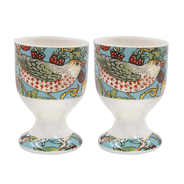 2Pcs William Morris Strawberry Thief Ceramic Egg Cups Set