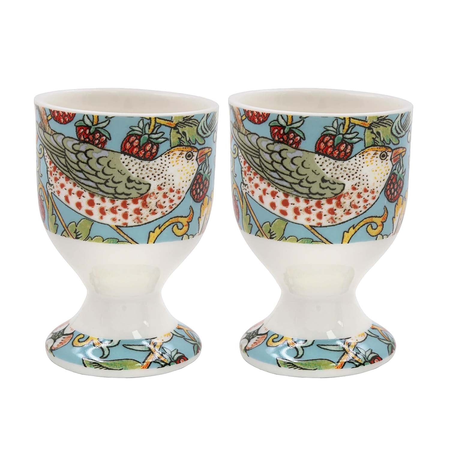 2Pcs William Morris Strawberry Thief Ceramic Egg Cups Set