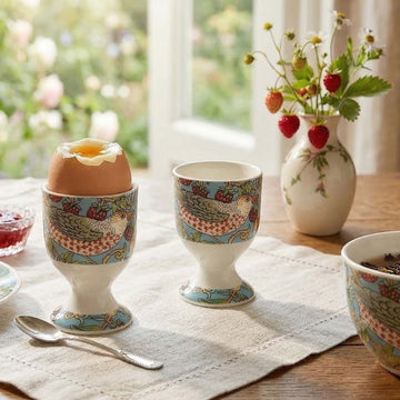 2Pcs William Morris Strawberry Thief Ceramic Egg Cups Set