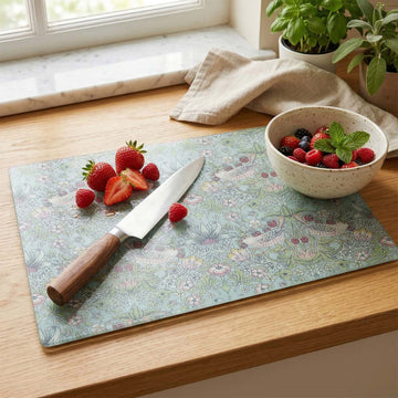 William Morris Strawberry Thief Glass Chopping Board
