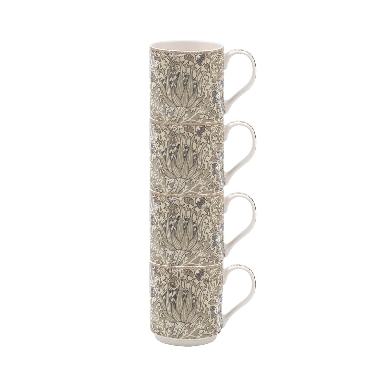 4Pcs William Morris Artichoke  300ml Fine China Stacking Mug