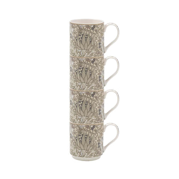 4Pcs William Morris Artichoke  300ml Fine China Stacking Mug