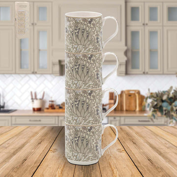 4Pcs William Morris Artichoke  300ml Fine China Stacking Mug