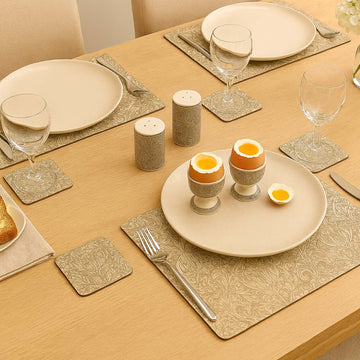 8Pcs W. Morris Artichoke Cork-Backed Placemat & Coaster Set