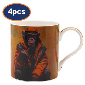 Ceramic Coffee Mug Chimp Life 4pcs