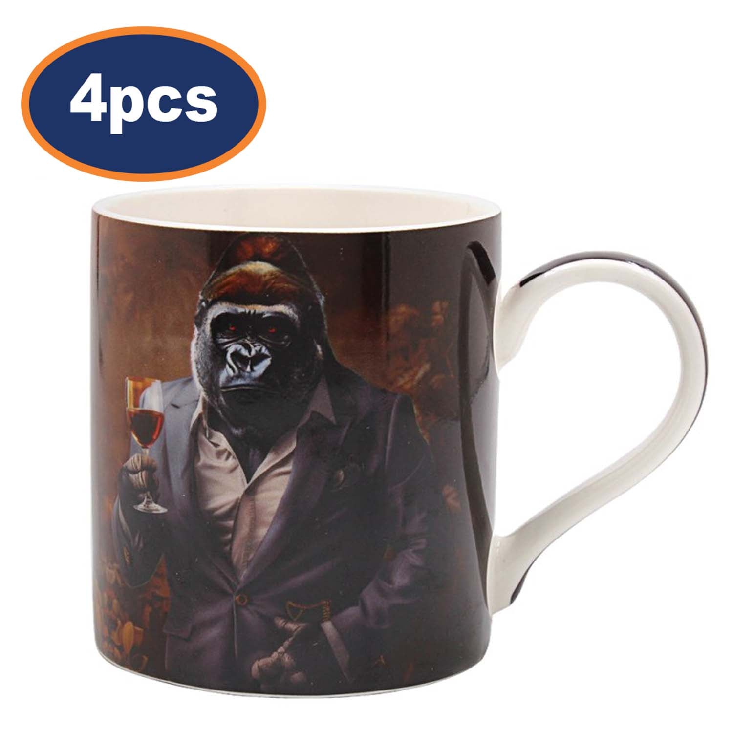 Ceramic Coffee Mug Wine Kong-oisseur 4pcs