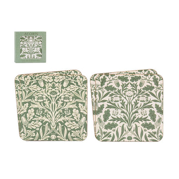 4Pcs William Morris Acorn Cork-Backed Coasters