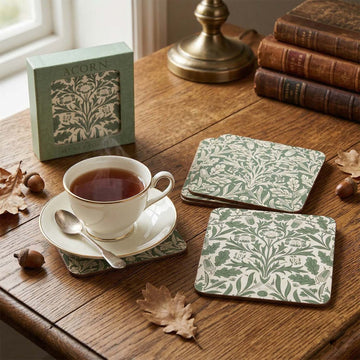 4Pcs William Morris Acorn Cork-Backed Coasters