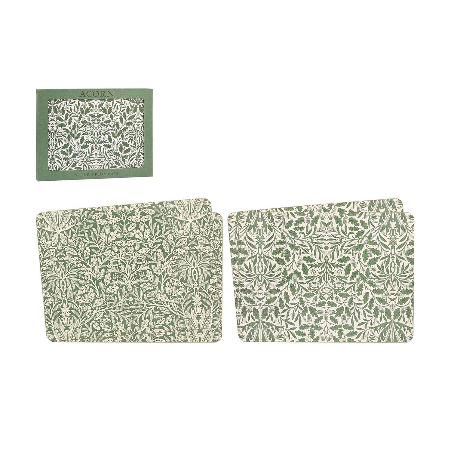 4Pcs William Morris Acorn Cork-Backed Placemats