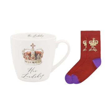 450ml His Lordship Fine China Mug & Socks Gift Set