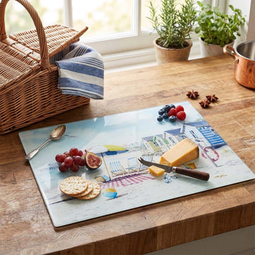 Sandy Beach Worktop Saver Tempered Glass Chopping Board