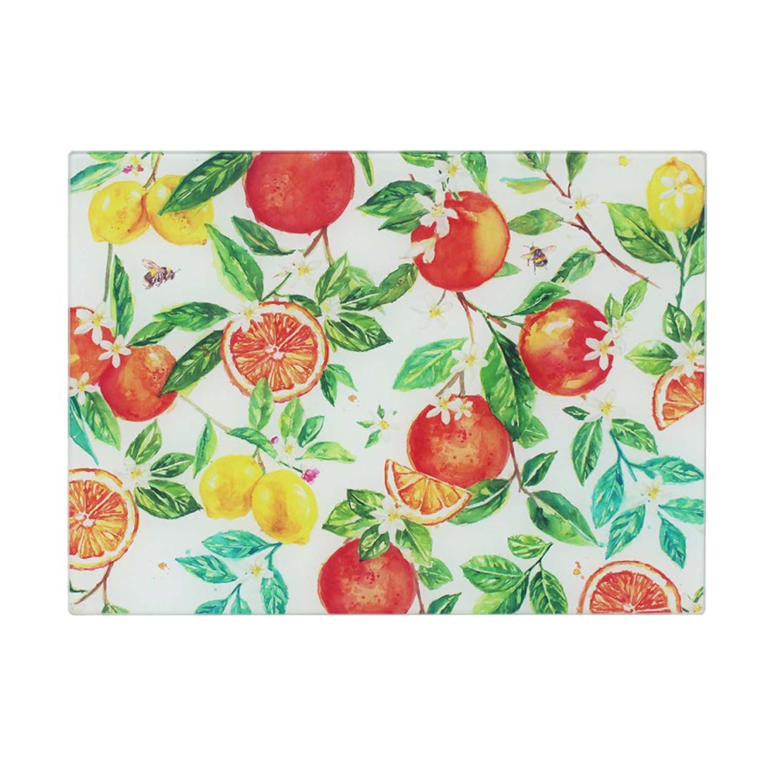 Jennifer Rose Oranges & Lemons Tempered Glass Chopping Board