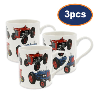 3Pcs Vintage Farm Tractors 350ml Fine China Mug