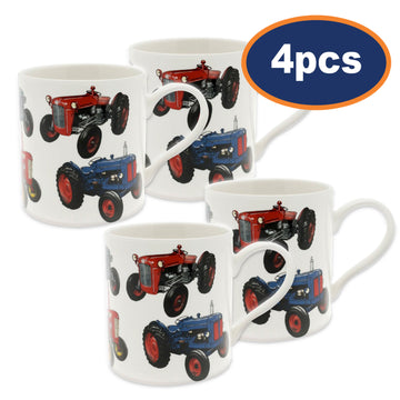 4Pcs Vintage Farm Tractors 350ml Fine China Mug