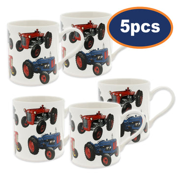 5Pcs Vintage Farm Tractors 350ml Fine China Mug