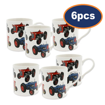 6Pcs Vintage Farm Tractors 350ml Fine China Mug