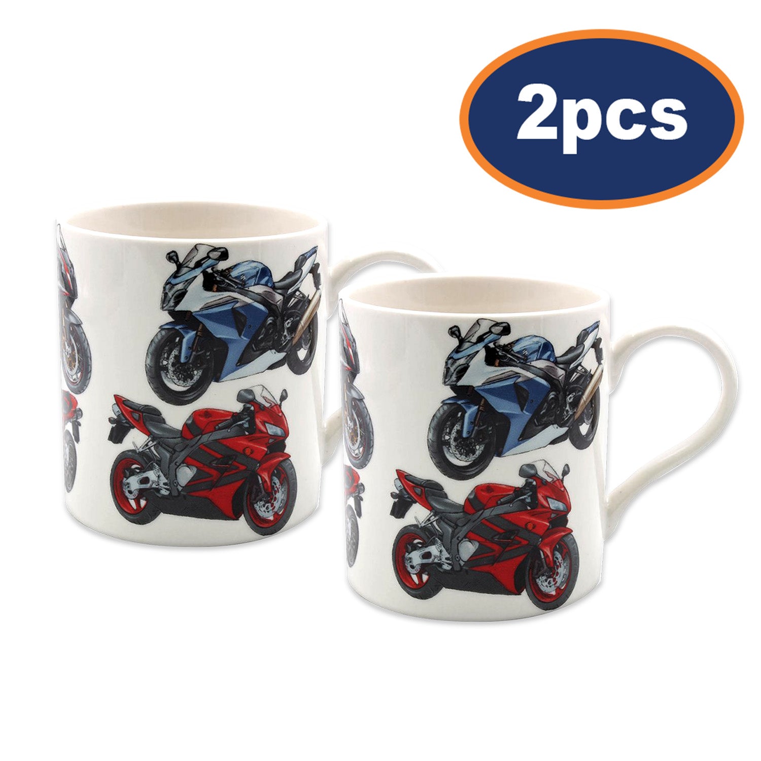 2Pcs Vintage Super Bikes 350ml Fine China Mug