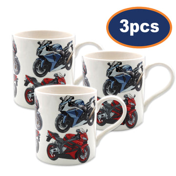 3Pcs Vintage Super Bikes 350ml Fine China Mug