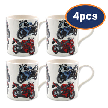 4Pcs Vintage Super Bikes 350ml Fine China Mug