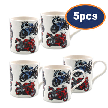 5Pcs Vintage Super Bikes 350ml Fine China Mug