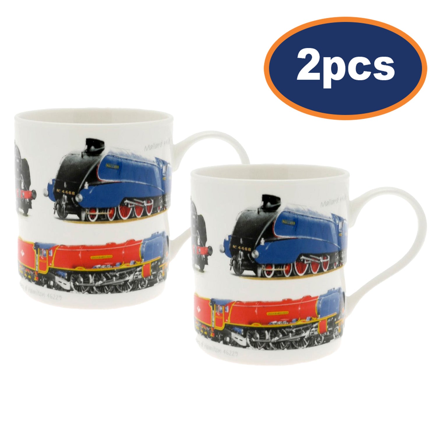 2Pcs Classic Vintage Trains 350ml Fine China Mug