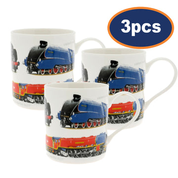 3Pcs Classic Vintage Trains 350ml Fine China Mug
