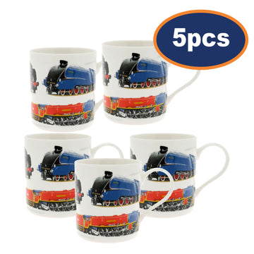 5Pcs Classic Vintage Trains 350ml Fine China Mug