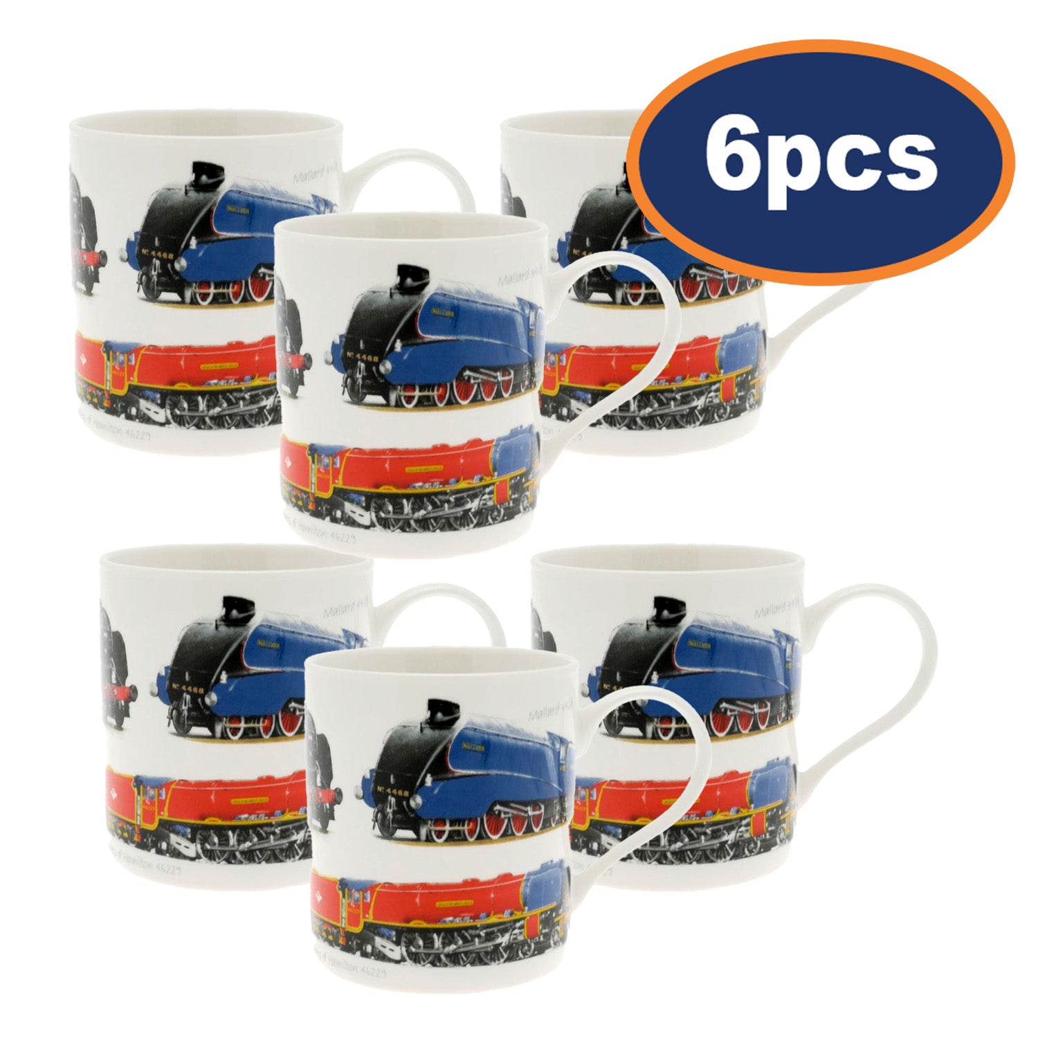 6Pcs Classic Vintage Trains 350ml Fine China Mug