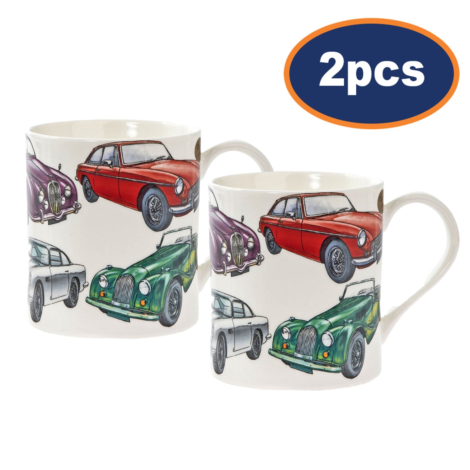 2Pcs Classic Vintage Cars 350ml Fine China Mug