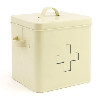 Cream First Aid Box Storage Tin