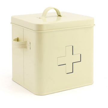 2Pcs Cream Metal First Aid Box