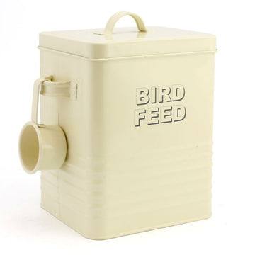 2Pcs Cream Metal Bird Feed Storage with Scoop