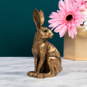 Bronze Resin Reflections Sitting Hare Figurine