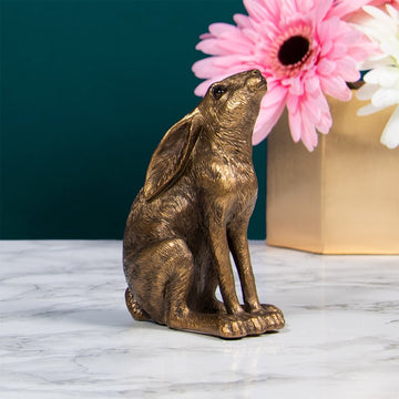 Bronze Resin Reflections Gazing Hare Figurine