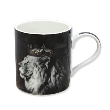350ml Majestic Black Lion with Crown Ceramic Mug