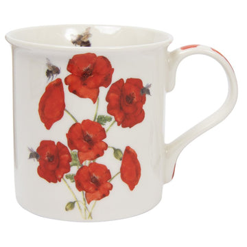 2pcs 300ml Bee-tanical Poppy Flower Design Ceramic Mug