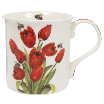 2pcs 300ml Bee-tanical Tulip Floral Design Ceramic Mug