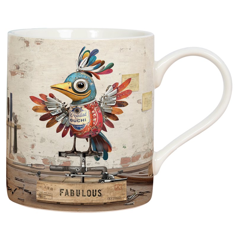 Ceramic Mug Scrap Bird Art Design 350ml Coffee Cup